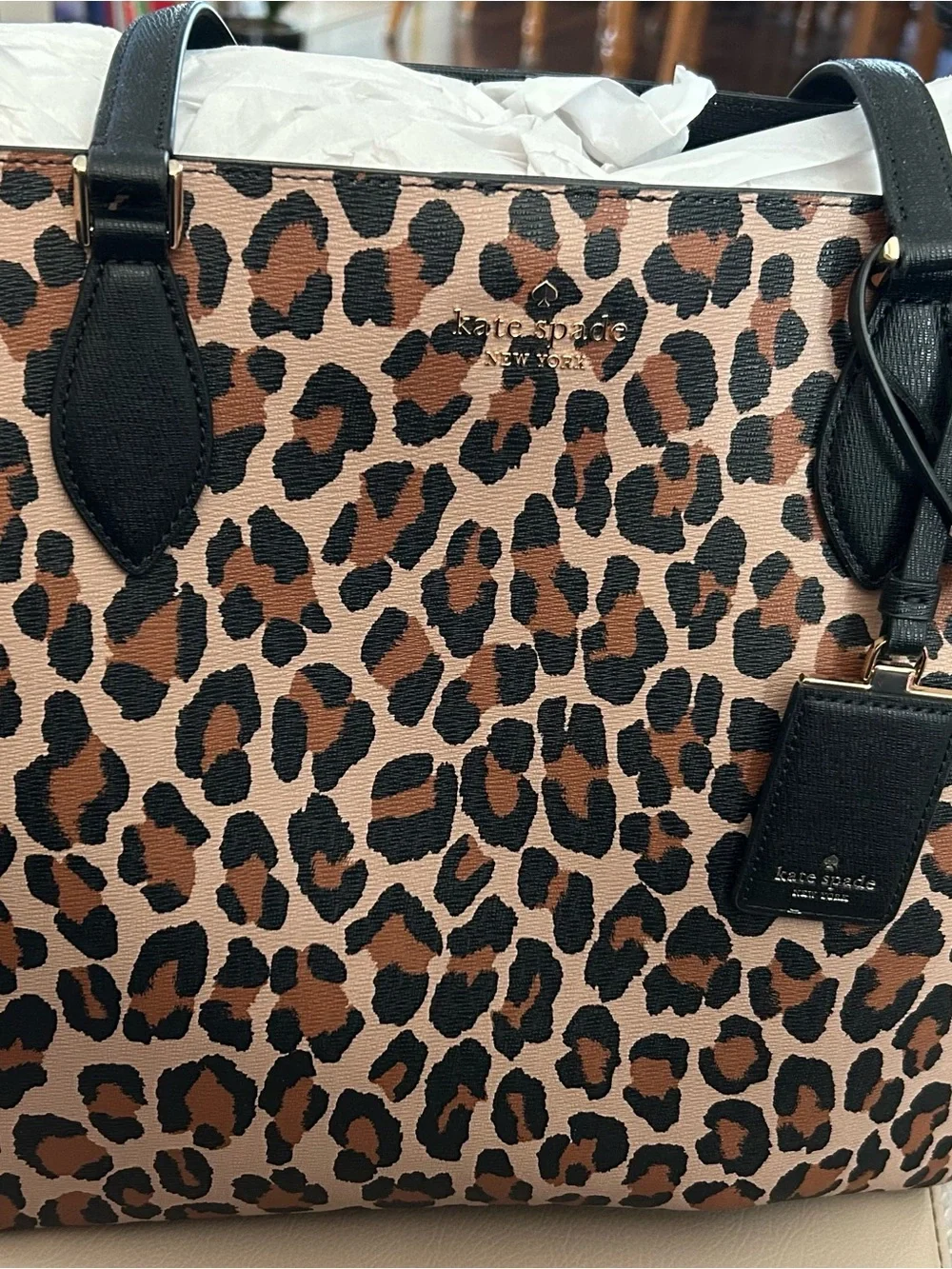 kate spade spotted leopard brown multi tote